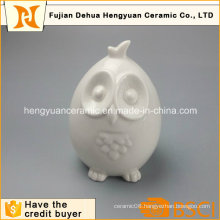 Home Decoration White Glazed Cartoon Owl